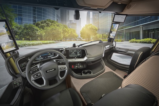 DAF XD Interior Kerb View Window and Folded Seat